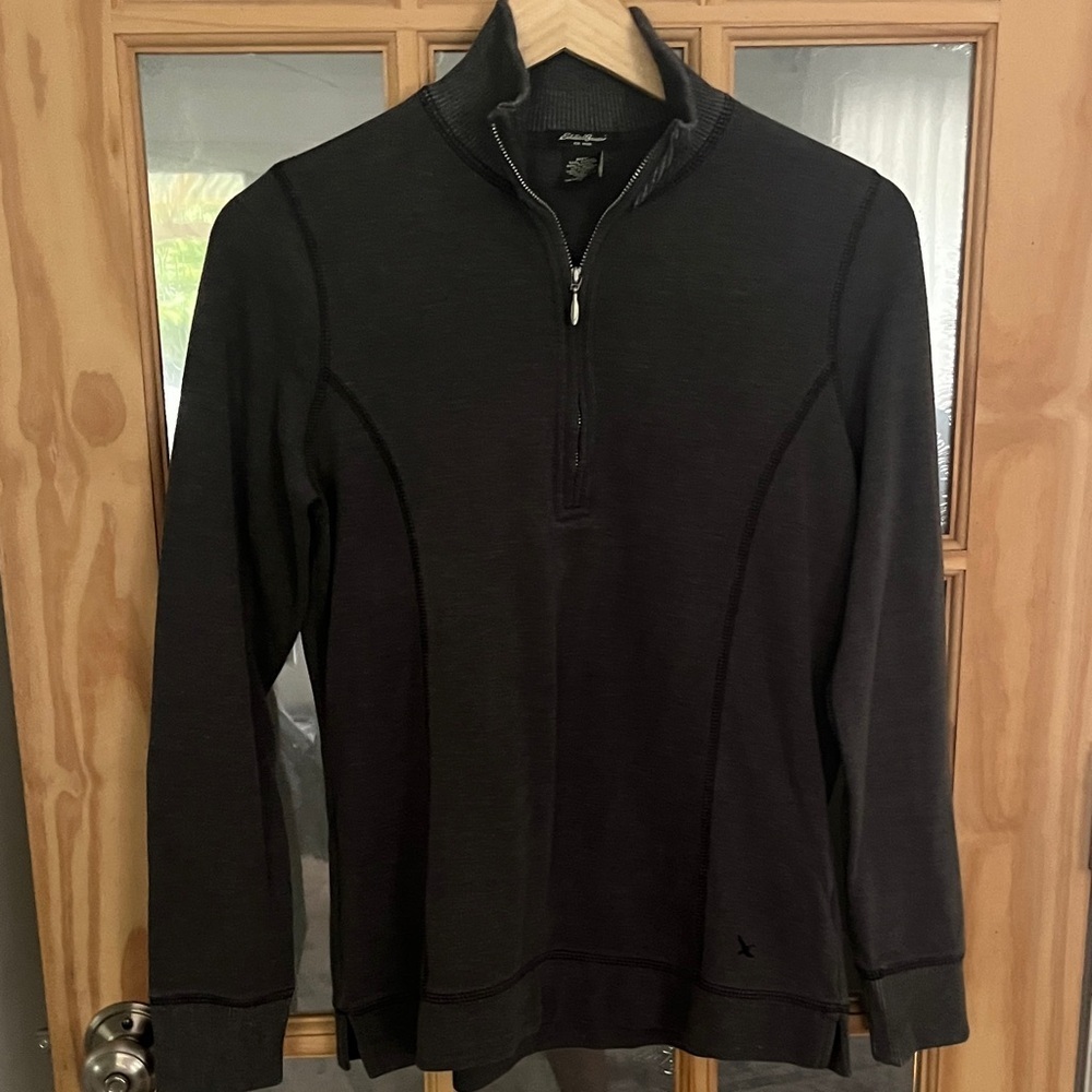 Eddie Bauer Dark Gray Quarter Zip Sweater Sz small